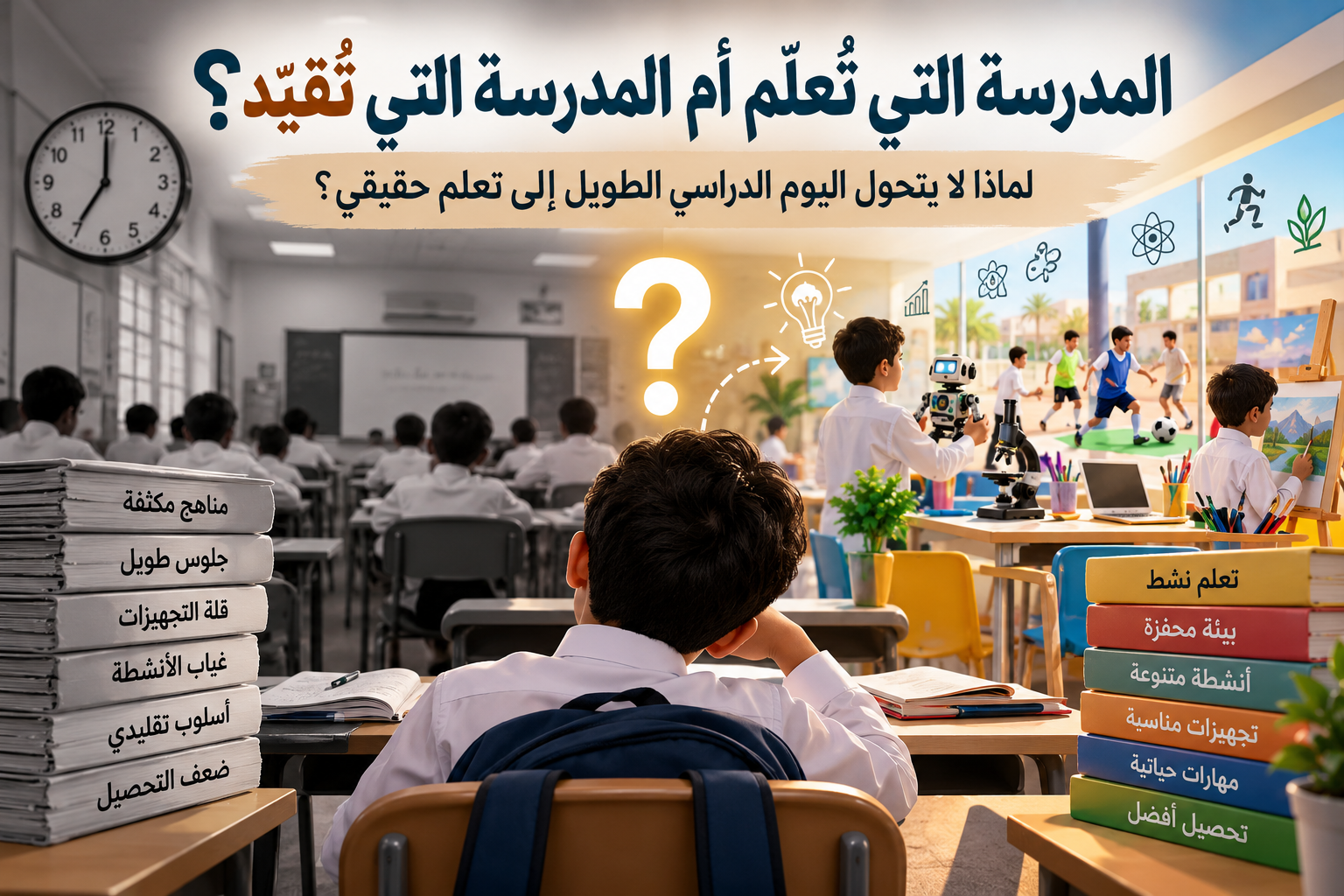 المدرسة التي تُعلّم أم المدرسة التي تُقيّد؟ لماذا لا يتحول اليوم الدراسي الطويل إلى تعلم حقيقي؟